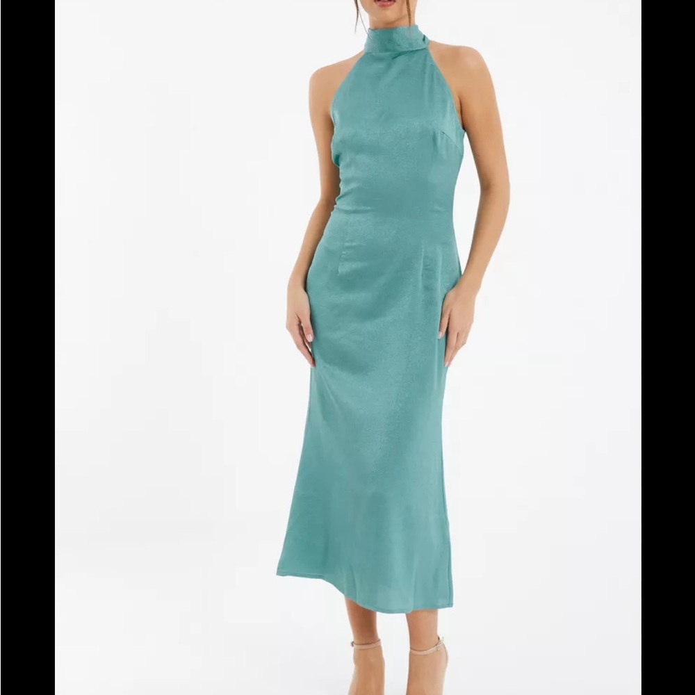 Quiz • Aqua Halter Neck Midi‎ Dress